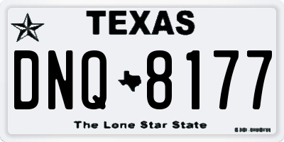 TX license plate DNQ8177