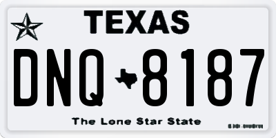 TX license plate DNQ8187