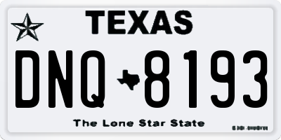 TX license plate DNQ8193