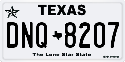 TX license plate DNQ8207