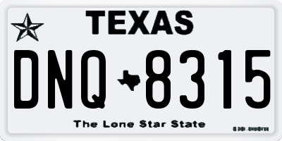 TX license plate DNQ8315