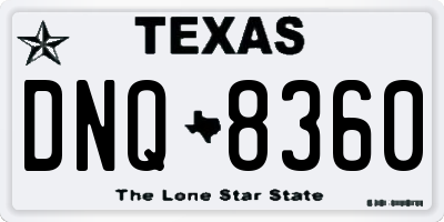 TX license plate DNQ8360