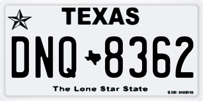 TX license plate DNQ8362