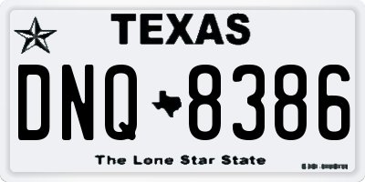 TX license plate DNQ8386