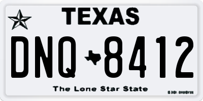 TX license plate DNQ8412