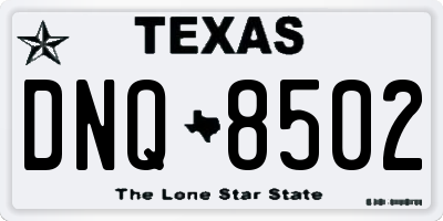 TX license plate DNQ8502