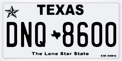 TX license plate DNQ8600