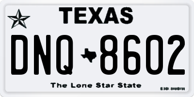 TX license plate DNQ8602