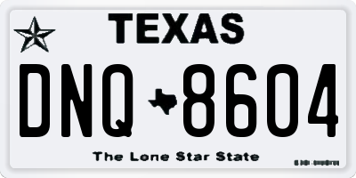 TX license plate DNQ8604