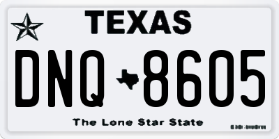 TX license plate DNQ8605