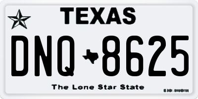 TX license plate DNQ8625