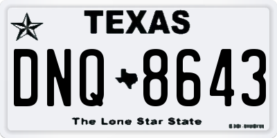 TX license plate DNQ8643