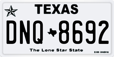 TX license plate DNQ8692