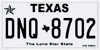 TX license plate DNQ8702