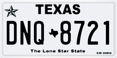 TX license plate DNQ8721