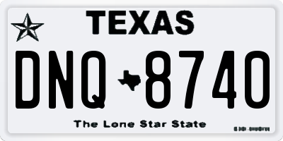 TX license plate DNQ8740