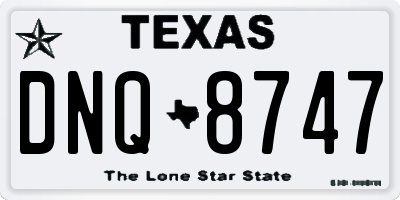 TX license plate DNQ8747