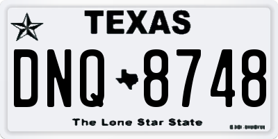 TX license plate DNQ8748
