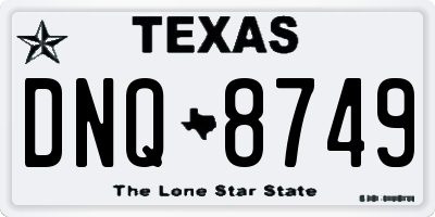 TX license plate DNQ8749