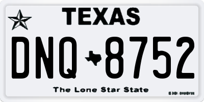TX license plate DNQ8752