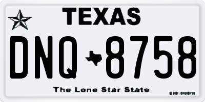TX license plate DNQ8758