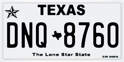 TX license plate DNQ8760