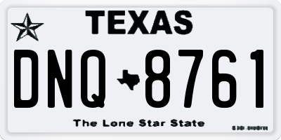 TX license plate DNQ8761