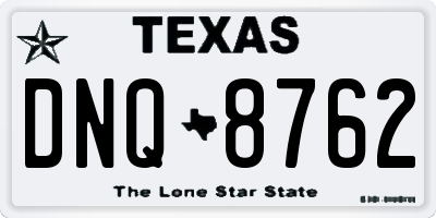 TX license plate DNQ8762