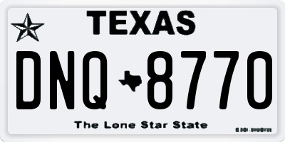 TX license plate DNQ8770