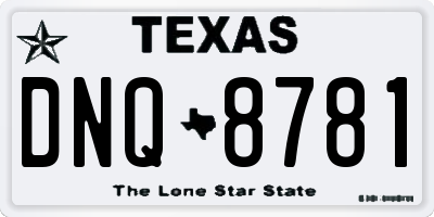 TX license plate DNQ8781