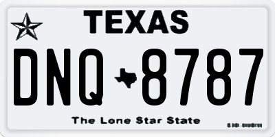 TX license plate DNQ8787