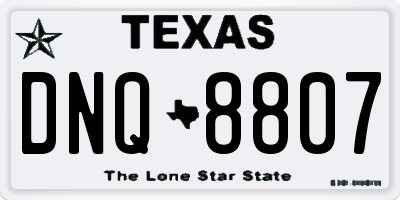 TX license plate DNQ8807