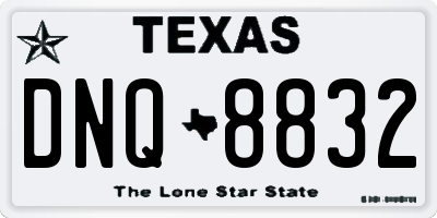 TX license plate DNQ8832