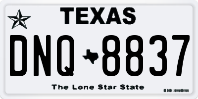 TX license plate DNQ8837