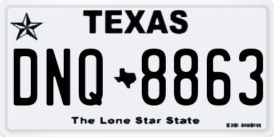 TX license plate DNQ8863