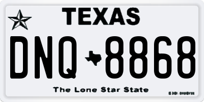 TX license plate DNQ8868