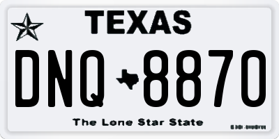 TX license plate DNQ8870
