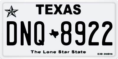 TX license plate DNQ8922