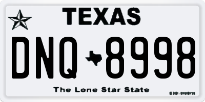 TX license plate DNQ8998