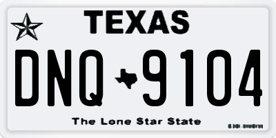 TX license plate DNQ9104