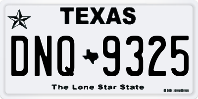 TX license plate DNQ9325