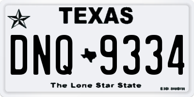 TX license plate DNQ9334