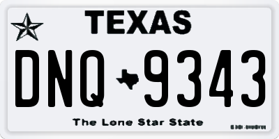 TX license plate DNQ9343