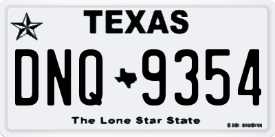 TX license plate DNQ9354