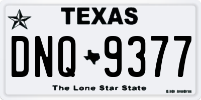 TX license plate DNQ9377