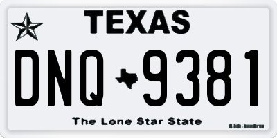 TX license plate DNQ9381
