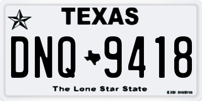 TX license plate DNQ9418