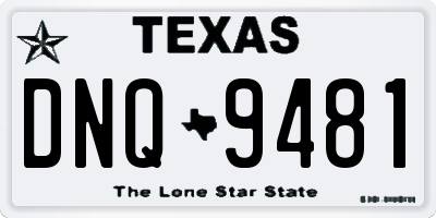 TX license plate DNQ9481