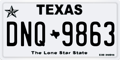 TX license plate DNQ9863