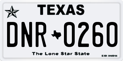 TX license plate DNR0260